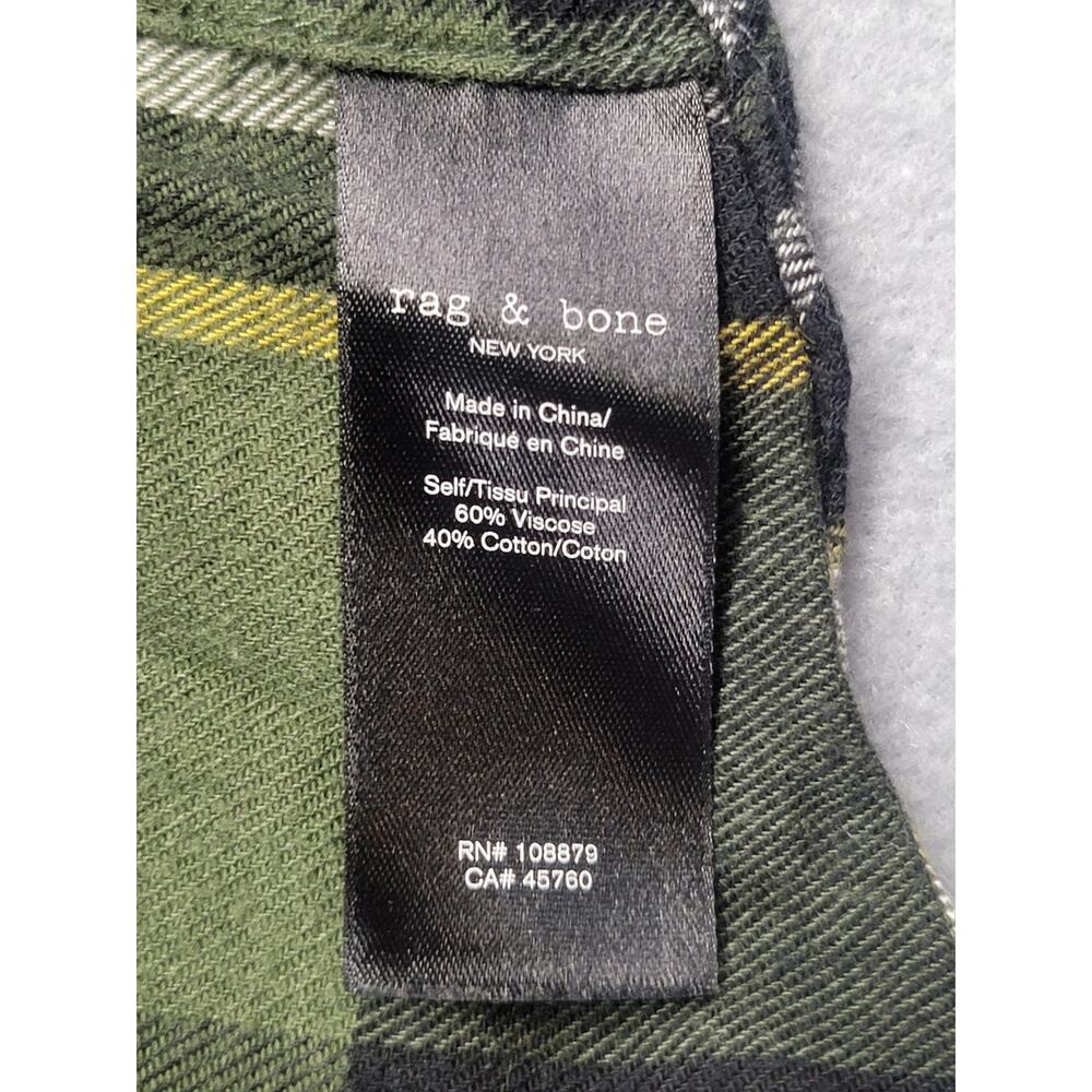 Rag & Bone Kellen Plaid Midi Shirt Dress Green Zip Front Collared Womens M - Picture 10 of 12